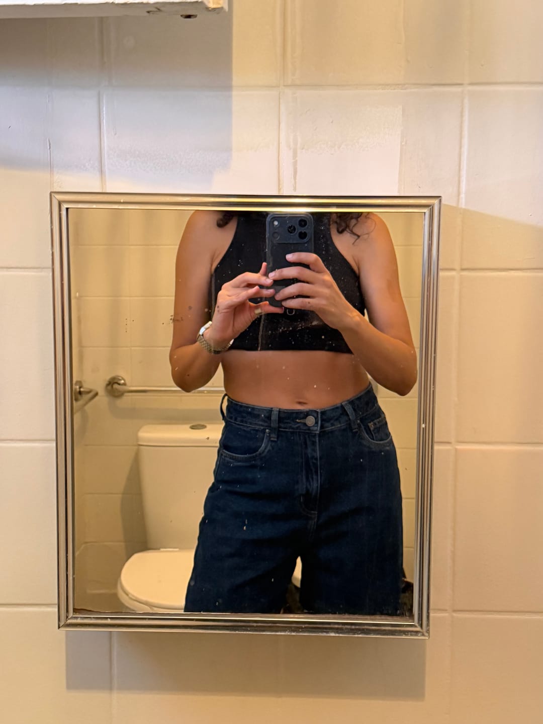 Customer photo review of Calça Jeans Balloon Baobá Azul Escuro