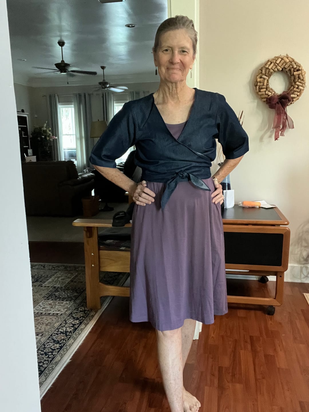 Customer photo review of NEW! Denim Tencel Wrap Top