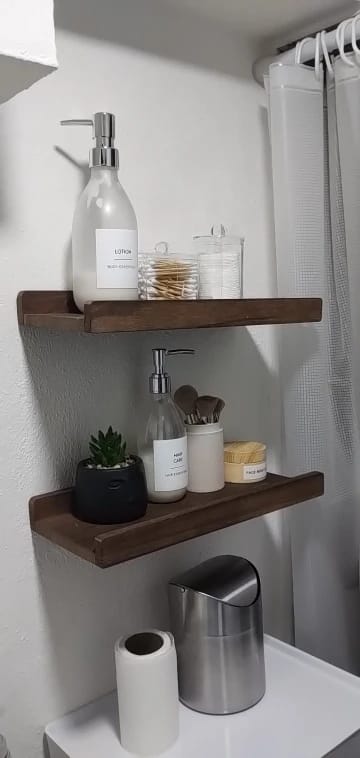 Customer photo review of Juego de 2 Estantes Flotantes de Madera Rústica de Pared Hogaris™