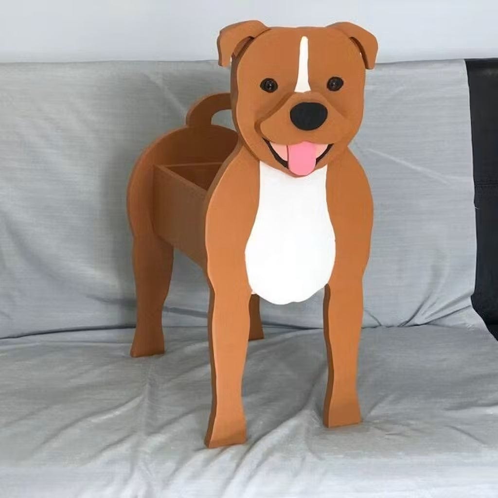 Customer photo review of Dog Planter - Staffordshire Bull Terrier