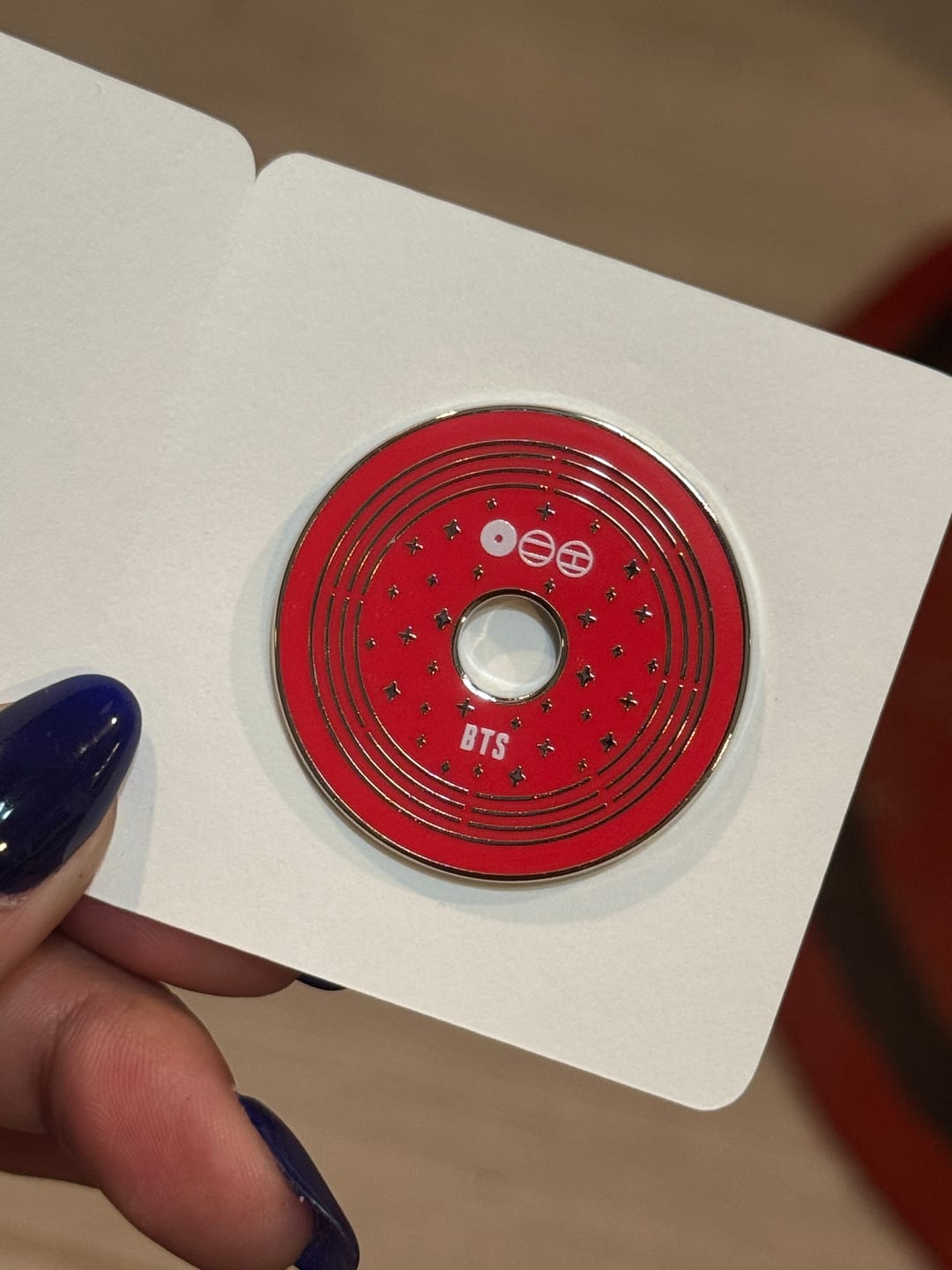 Customer photo review of BTS Arirang CD Enamel Pins