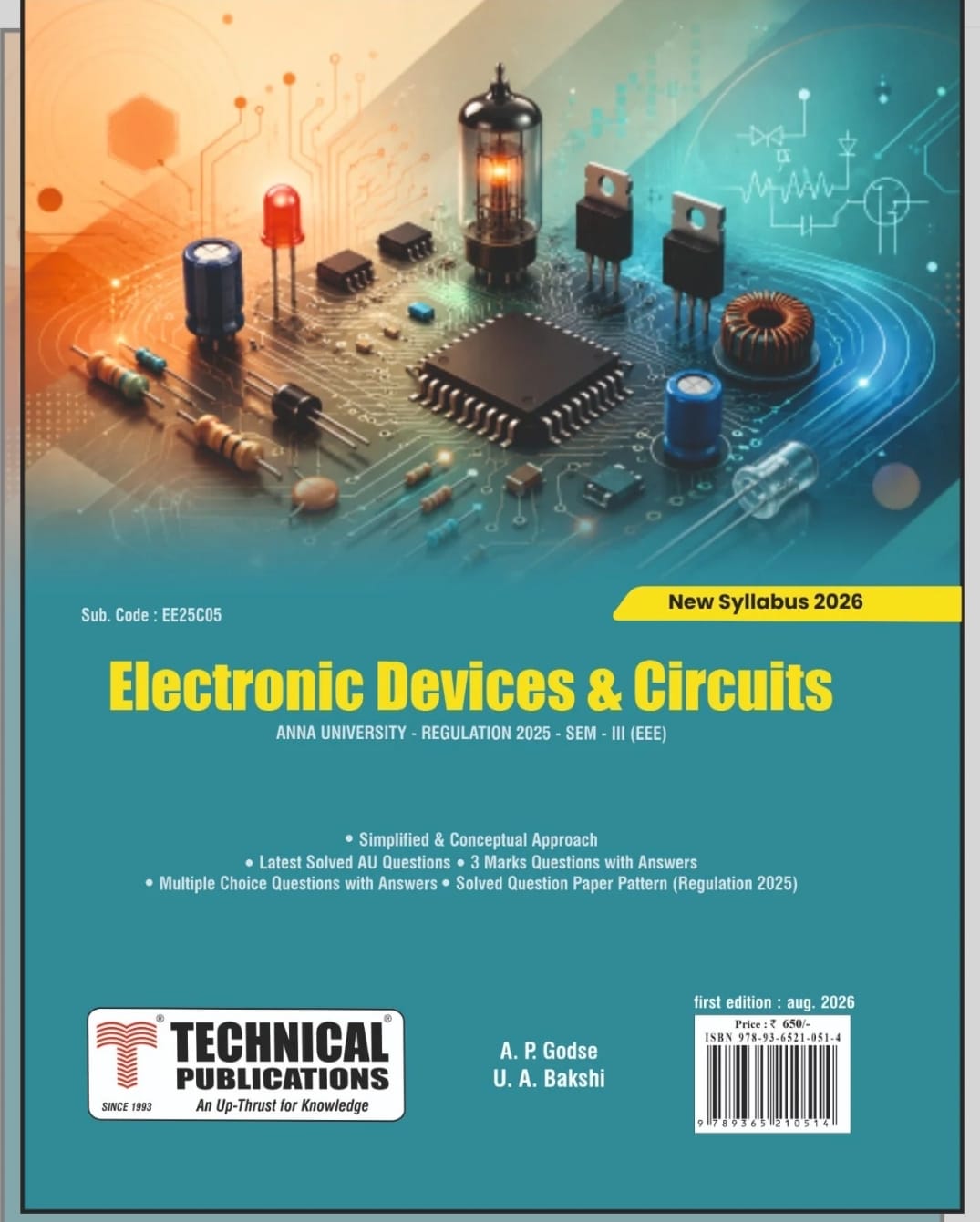 Customer photo review of Electronic Devices & Circuits for BE Anna University R25 CBCS (III - EEE - EE25C05)