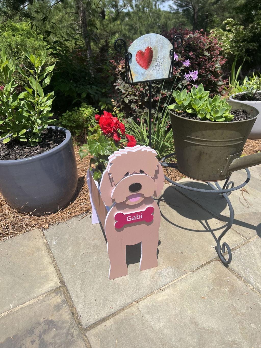 Customer photo review of Dog Planter - Goldendoodle