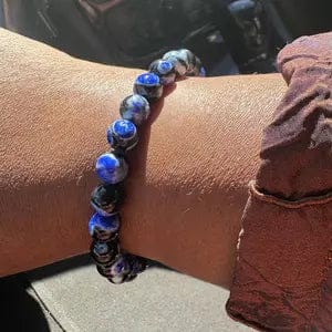 Customer photo review of FuAttract Calm Protection & Balance Blue Fire Agate Energy Bracelet