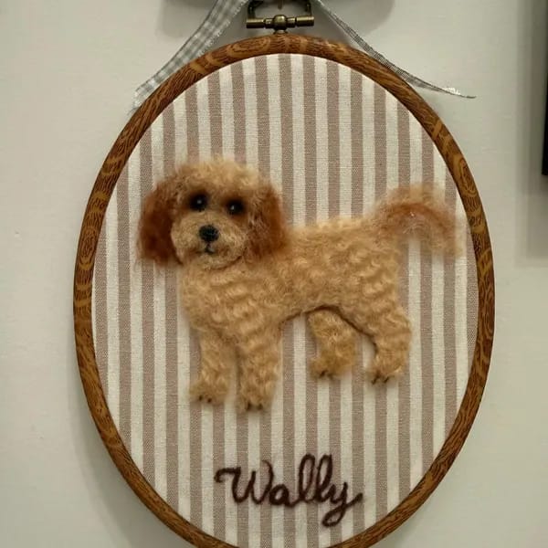 Customer photo review of Custom Wool Felt Pet Portrait Hoop
