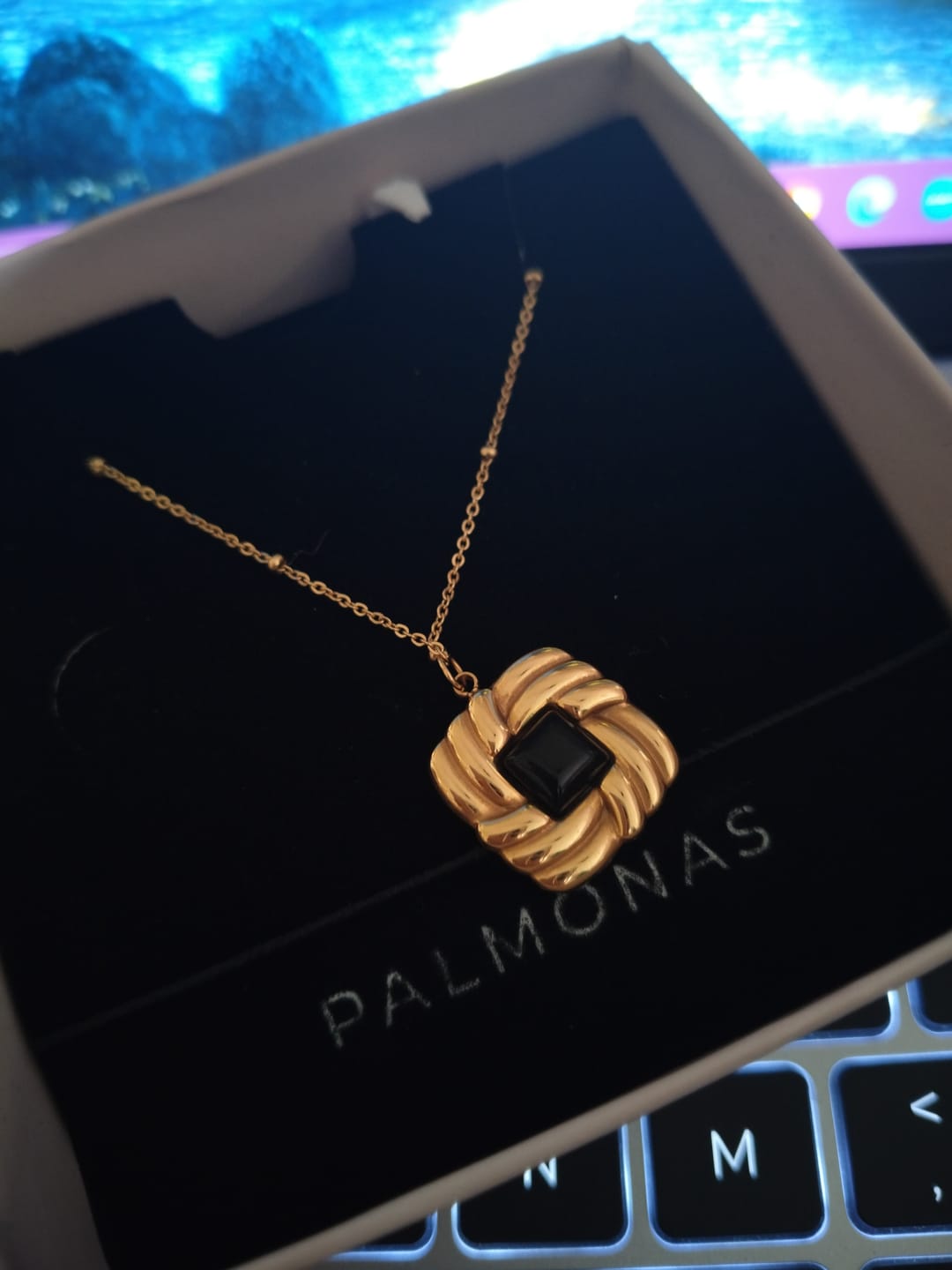 Customer photo review of Bold Noir Square Pendant