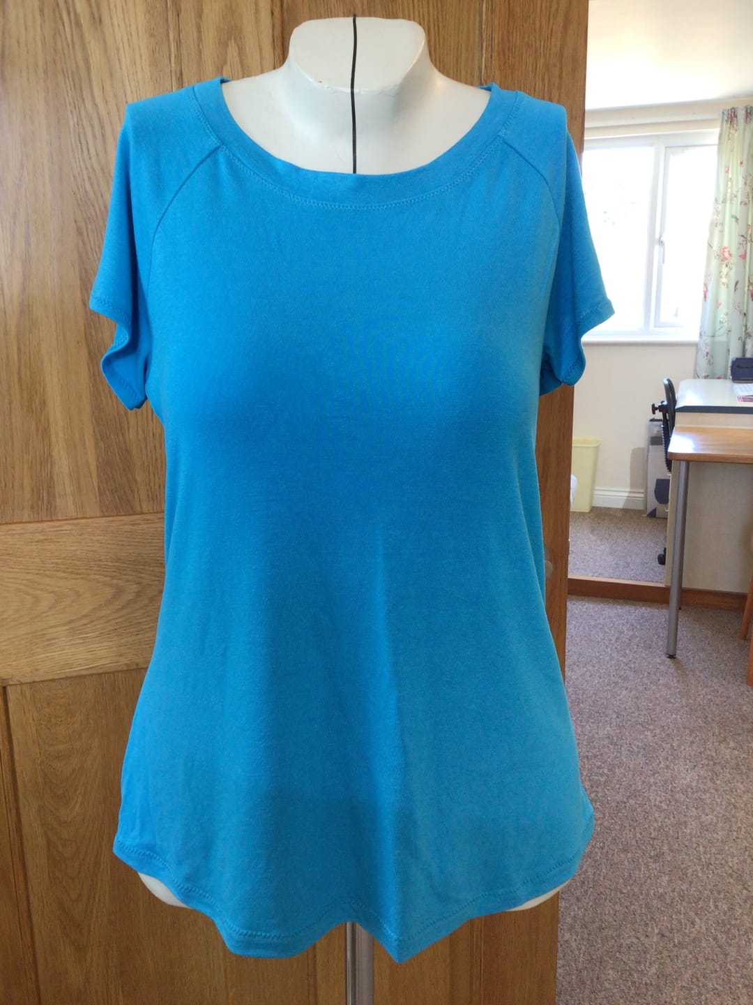 Customer photo review of Plain Aqua Blue Viscose Elastane Fabric 4 Way Stretch Jersey