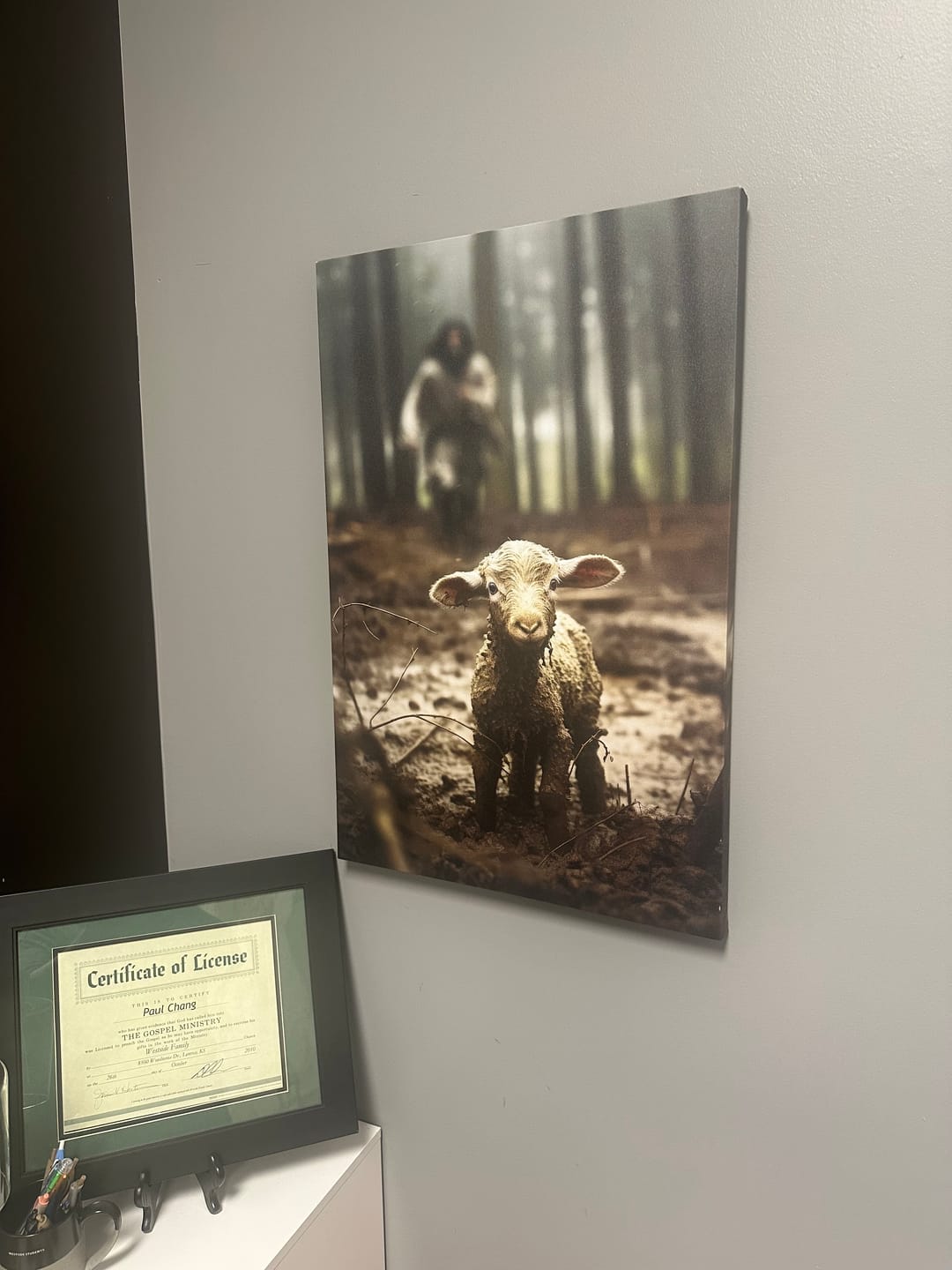 Customer photo review of Jesus Lamb of God, Jesus Running After Lamb, Wall Art Canvas