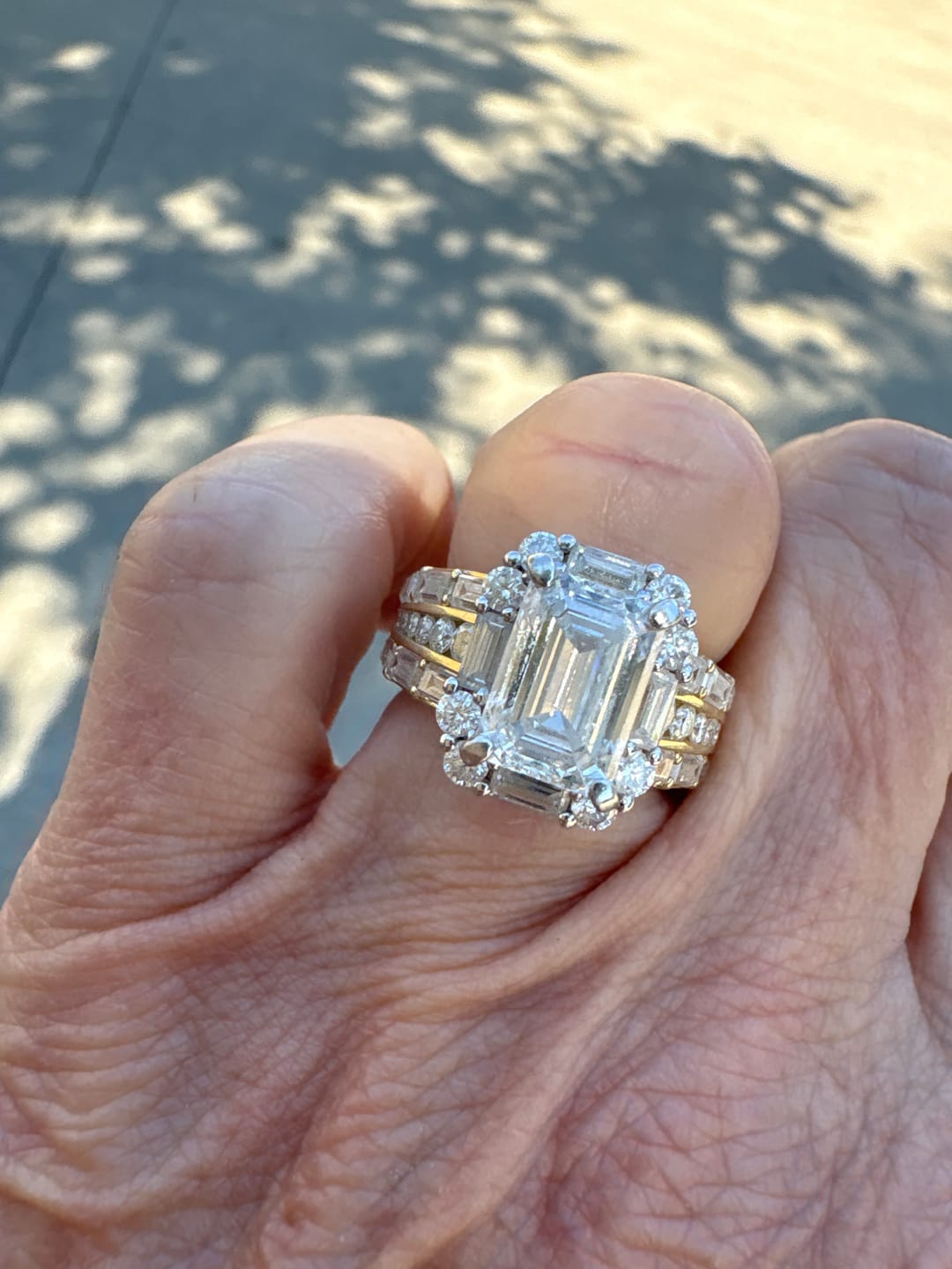 Customer photo review of DovEggs halo pave art deco engagement ring only semi-mount only(Exclusively to DovEggs Stones)