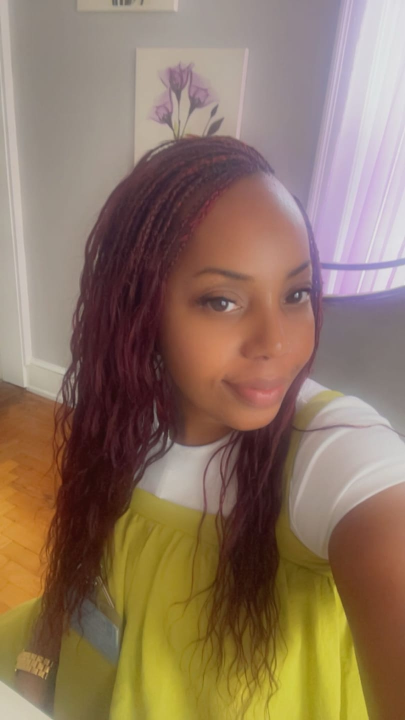 Customer photo review of #99J/Burgundy Mix Color Blend Loose Deep Wave Bulk Hair for Braiding