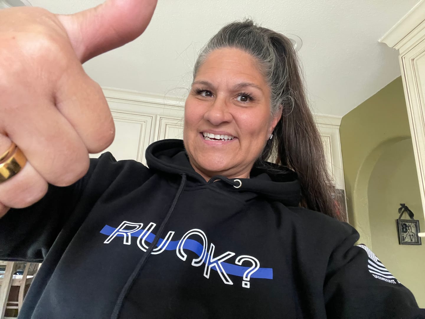 Customer photo review of Stigma-Breaking Hoodie - Blue Line