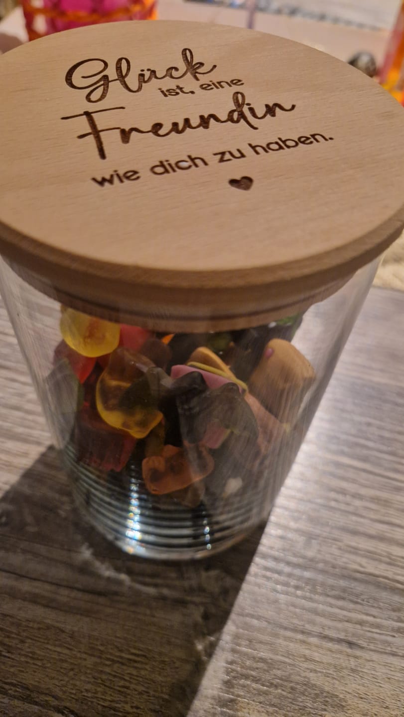 Customer photo review of Geschenk-Glas "Glück ist, eine Freundin wie dich zu haben"