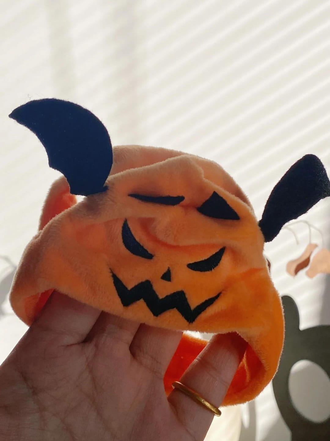 Customer photo review of Halloween Costumes - 1Pcs Adjustable Orange Pumpkin Hat Pet
