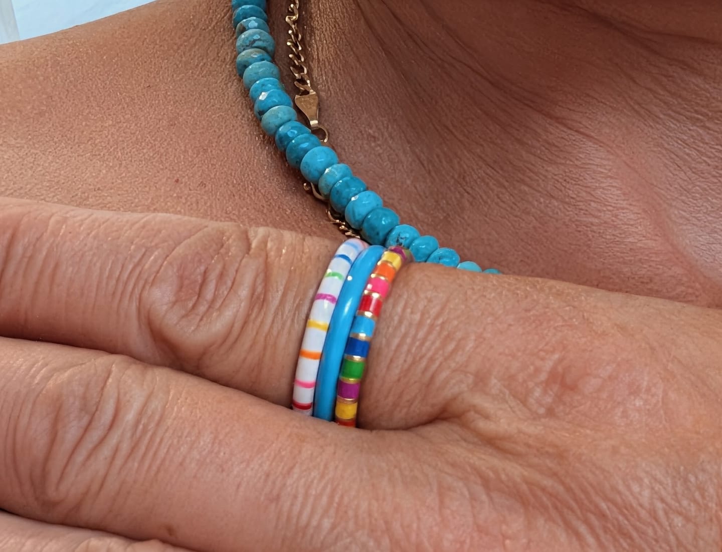 Customer photo review of Celeste Thin Ring | Enamel Sterling Silver