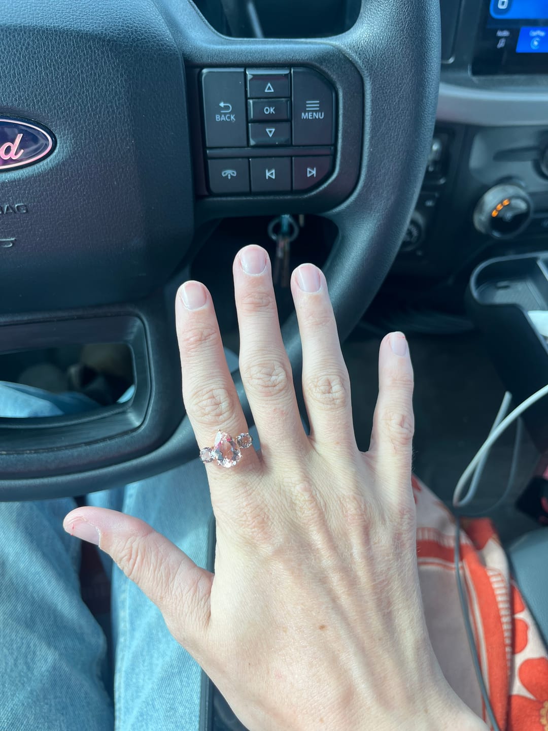 Customer photo review of Vintage 10k Rose Gold 3.56cttw Morganite Sparkling Bold Trio Ring 9.00