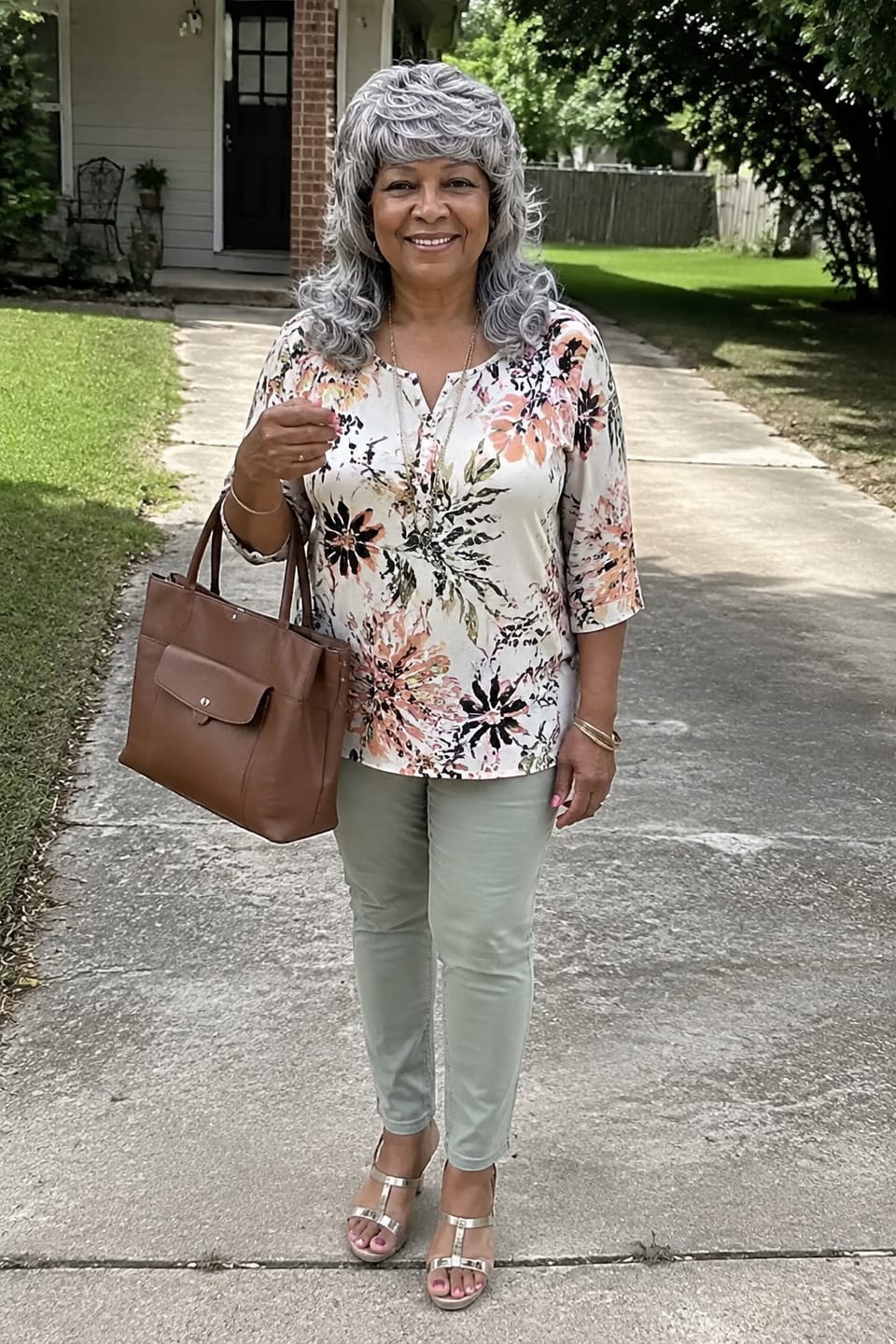 Customer photo review of Luvwin Salt And Pepper Pixie Cut Wigs Glueless Mullet Wigs With Bangs