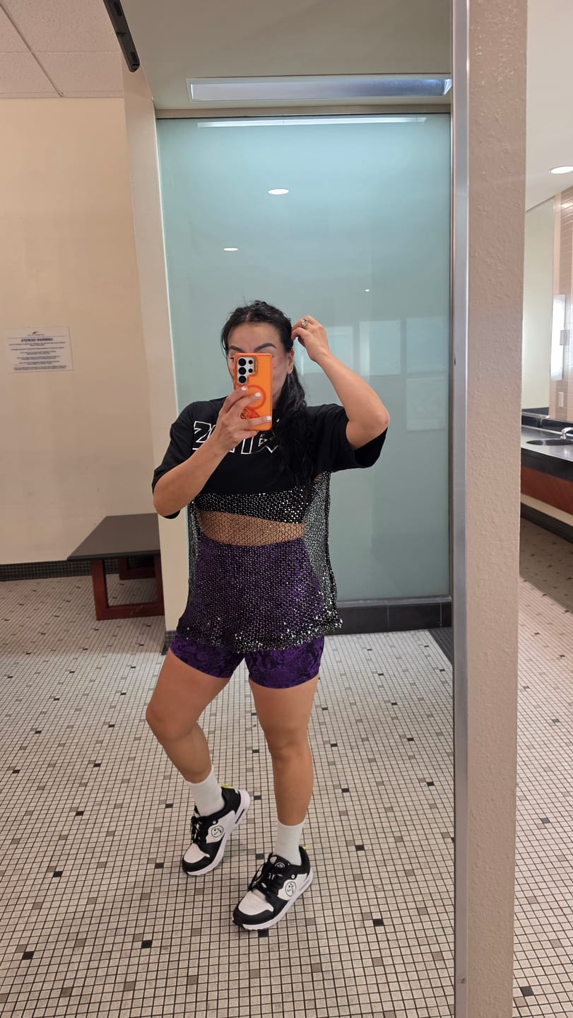 Customer photo review of Rock 'n' Roll High Waisted Biker Shorts