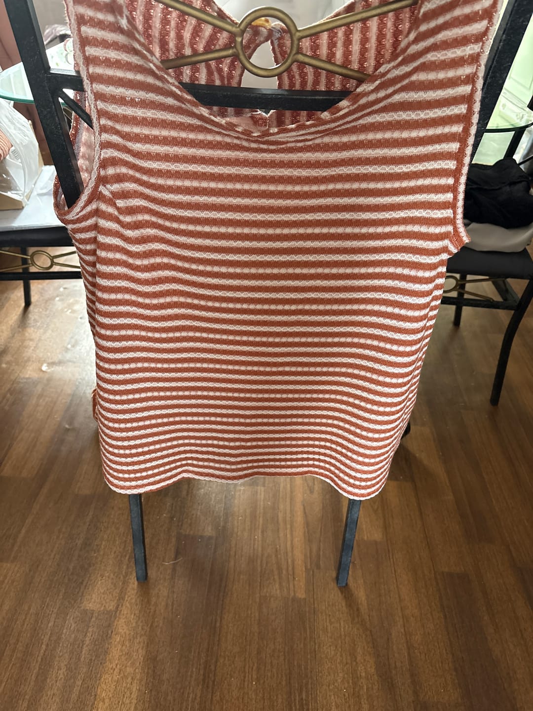 Customer photo review of 3 Metres Stylish Cuddle Knit Soft Jersey 55" Wide (Rust & White) (EOL)