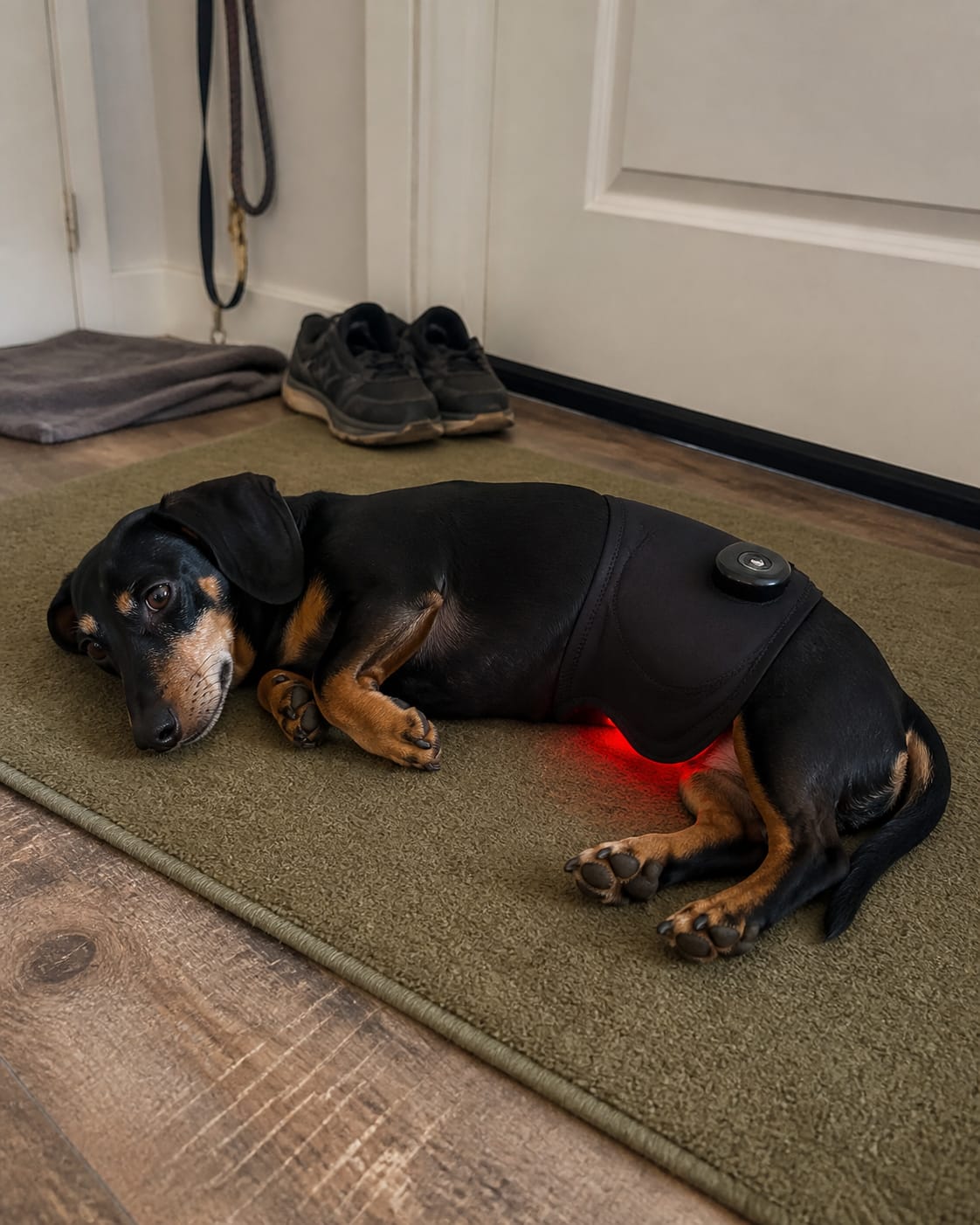 Customer photo review of LumaWrap Red Light Pet Wrap