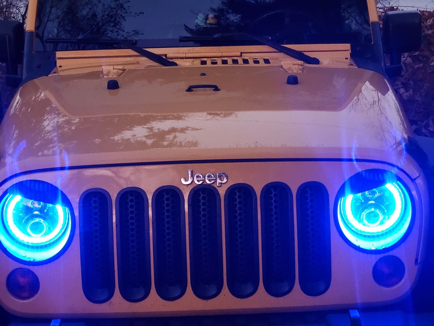 Customer photo review of RGB Halo Headlights & RGB Halo Fog Lights Combo For Jeep Wrangler TJ/ JK