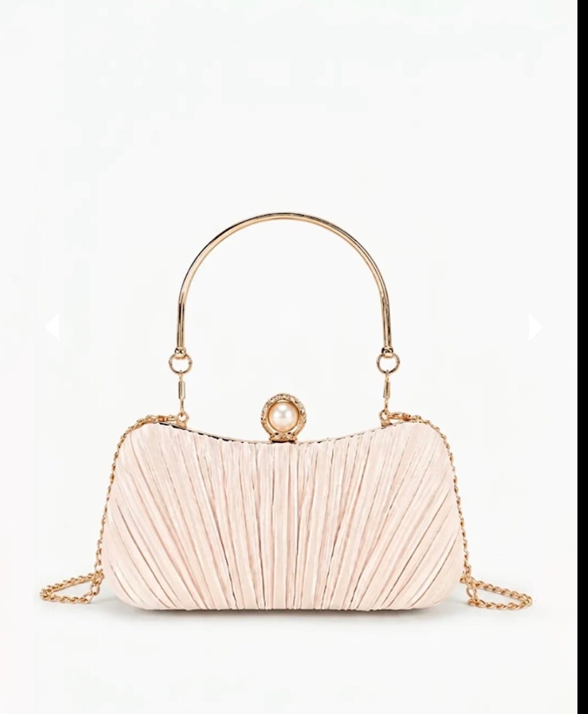 Customer photo review of Val Pleated Evening Clutch - Nude