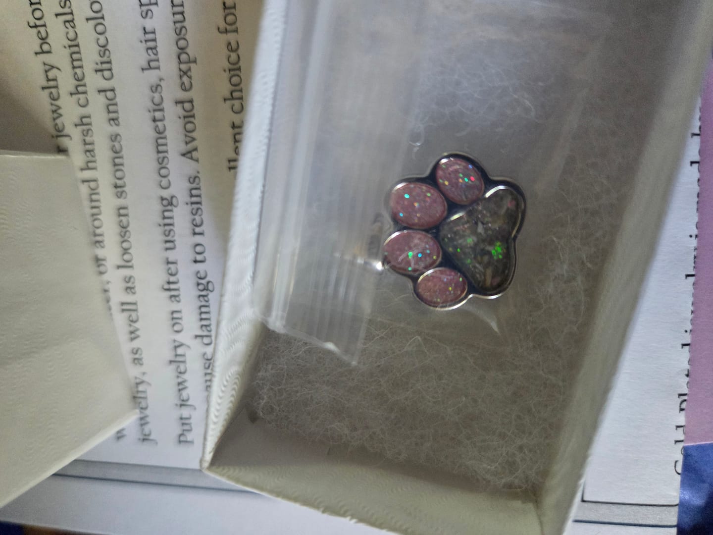 Customer photo review of Sparkle Toe Pawprint Pendant with Cremation Ashes