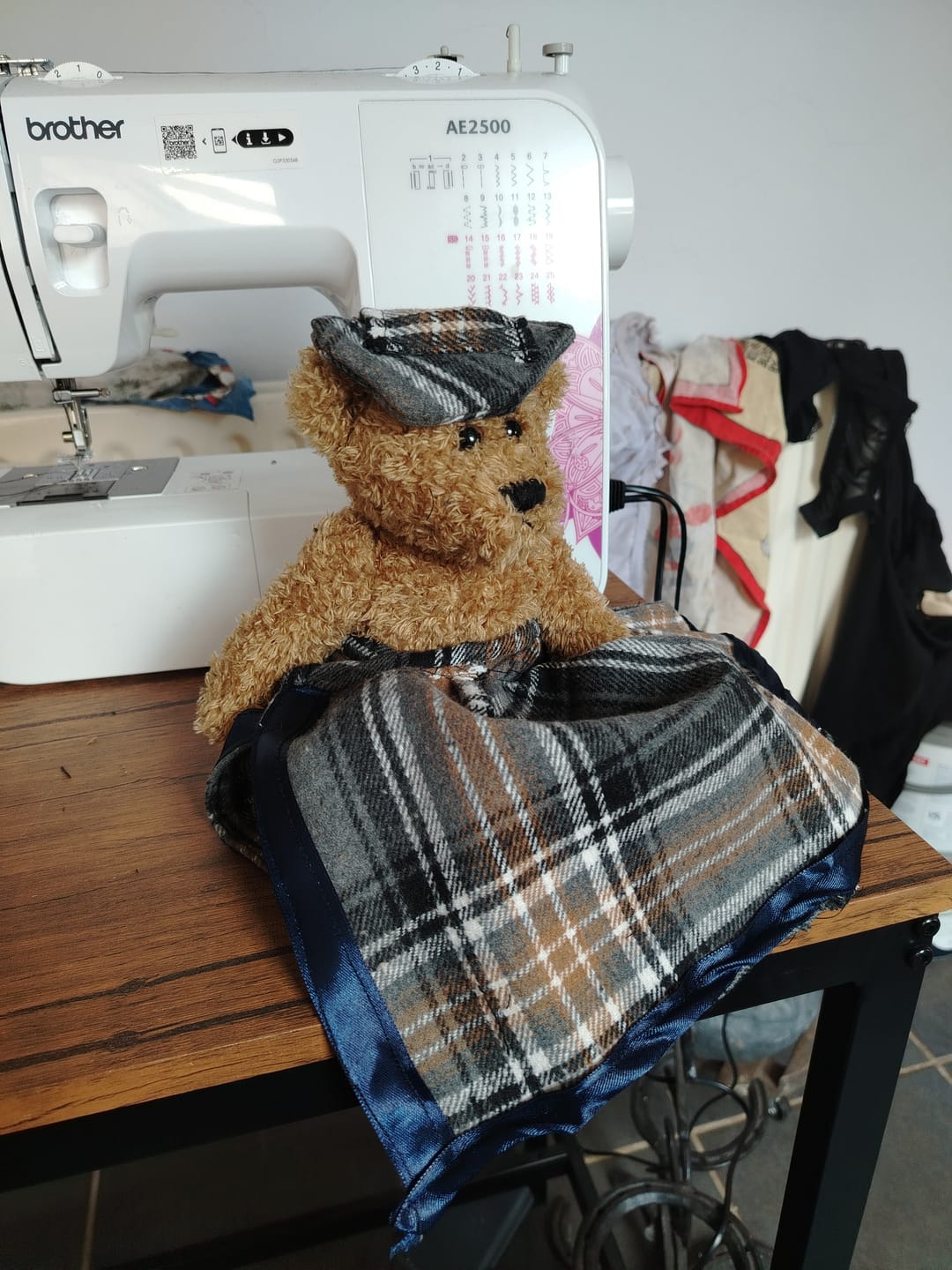 Customer photo review of Grey and Black Checkered Brushed Cotton Blend Fabric