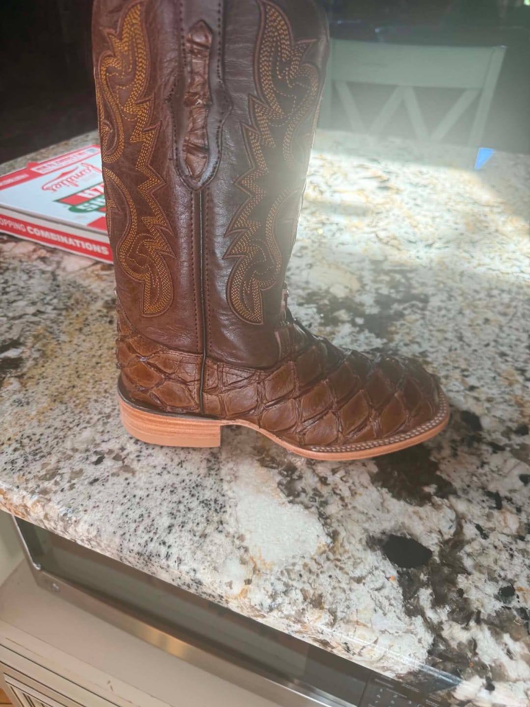 Customer photo review of Cowboy Boot Light Brown Pirarucu