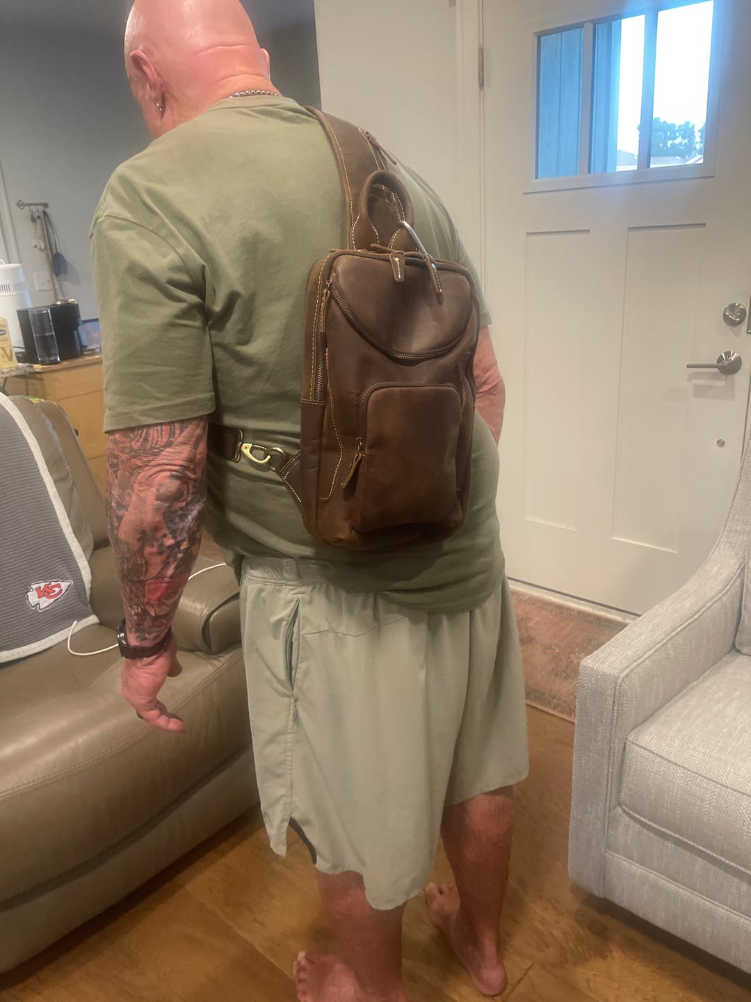 Customer photo review of Buffalo Crazy Horse Leather Sling Bag