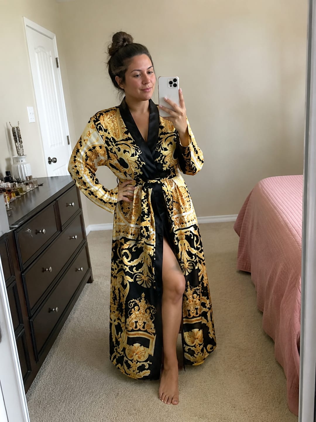 Customer photo review of Yellow Barocco Long Robe
