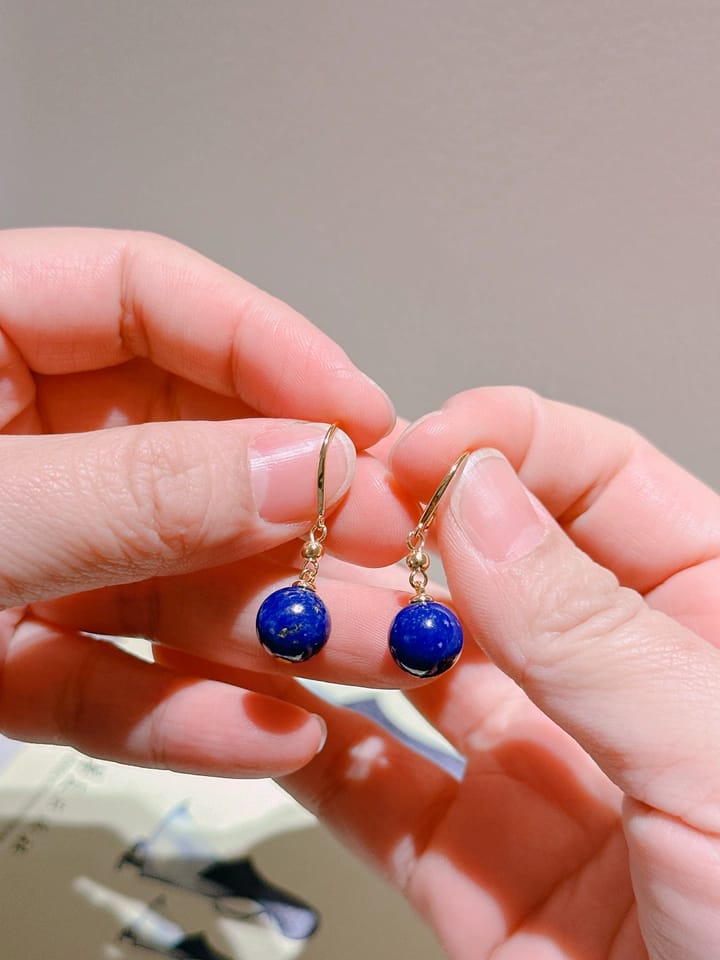 Customer photo review of Azurine Lapis Lazuli Hook Drop Earrings