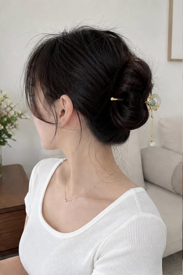 Customer photo review of Eternal Joy Jade Ring Hairpin