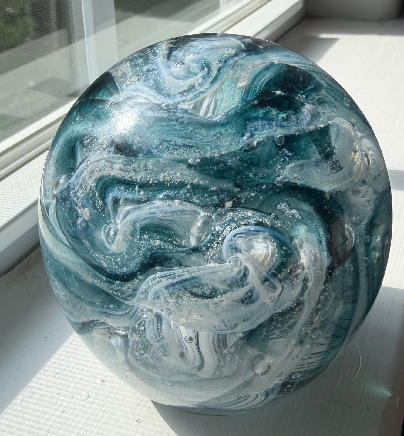 Customer photo review of Cotton Candy Orb with Infused Cremation Ashes