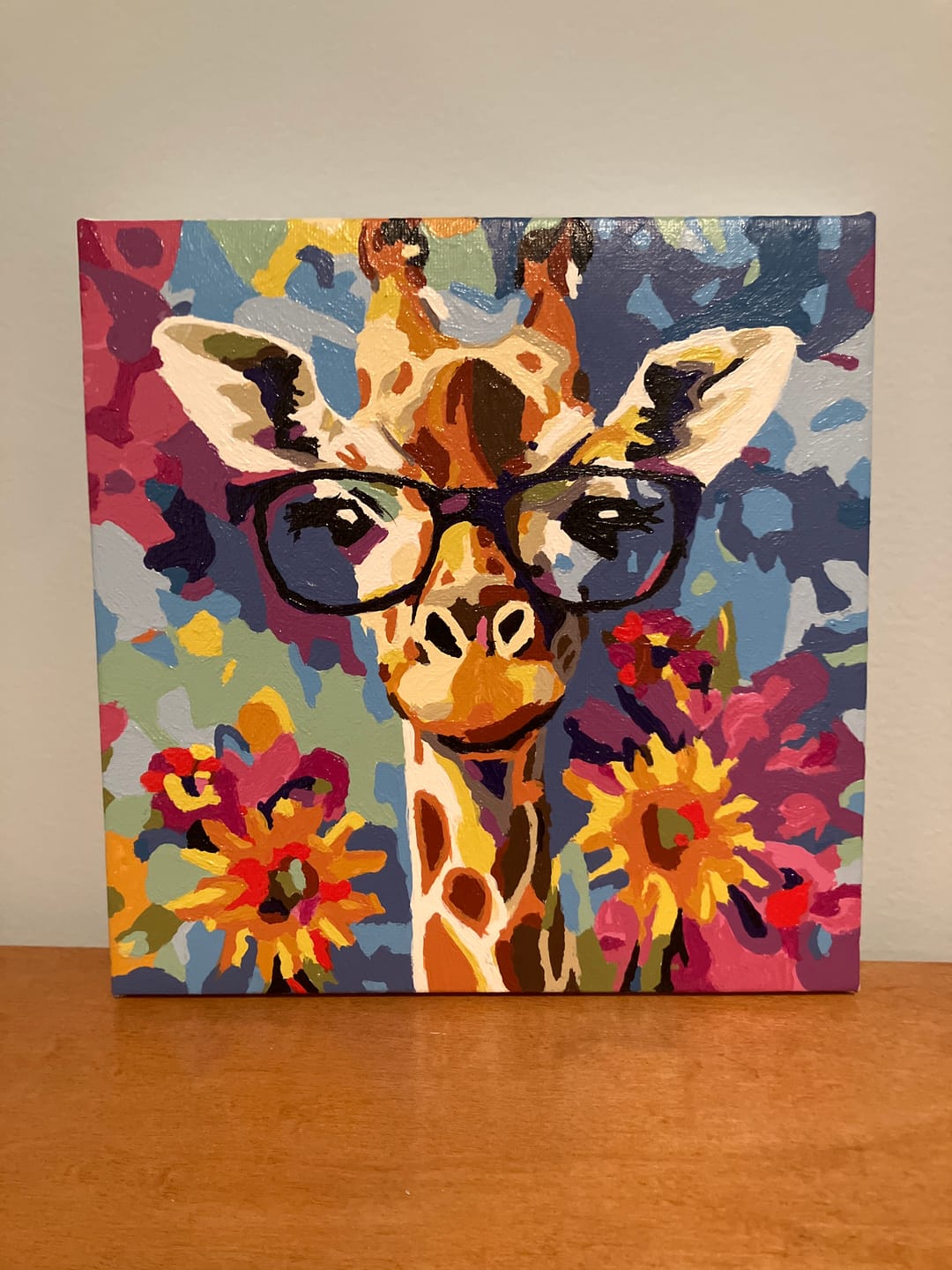 Customer photo review of Mini Paint by Number with Frame - Cool Giraffe with Flowers