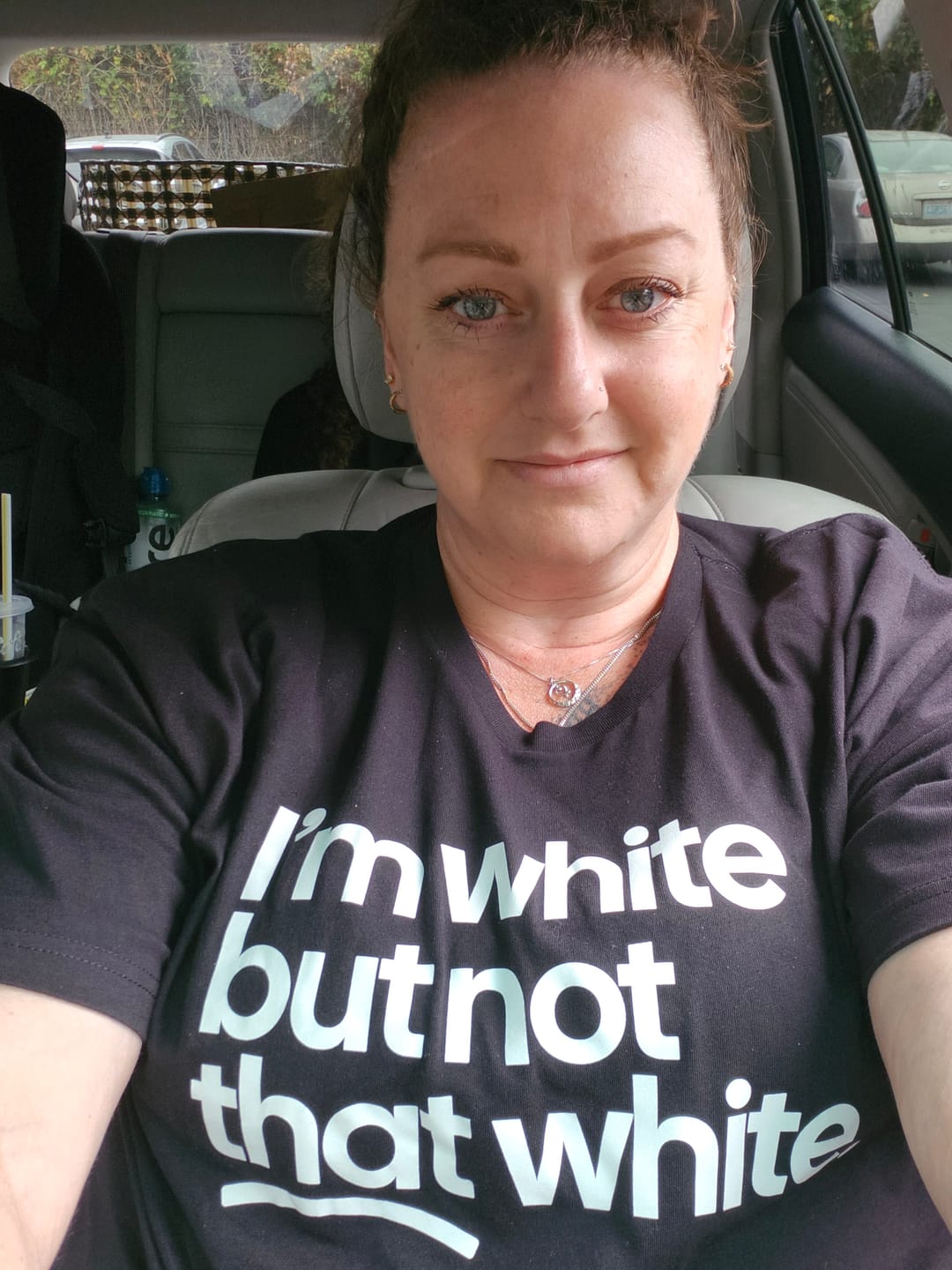 Customer photo review of I’m white but not that white Unisex Tee