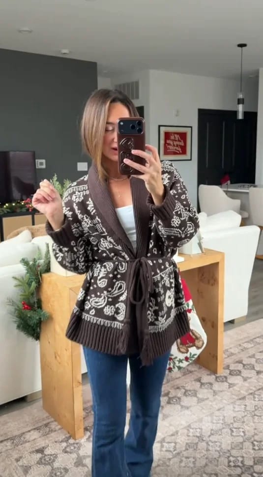 Customer photo review of Valerie Jacquard Knit Cardigan