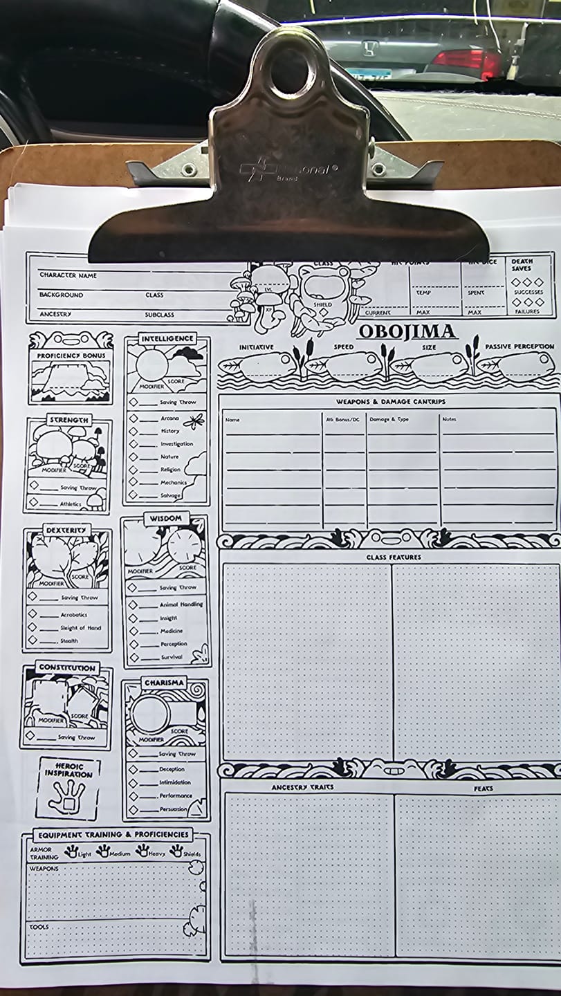 Customer photo review of Obojima Character Sheet - Free Download