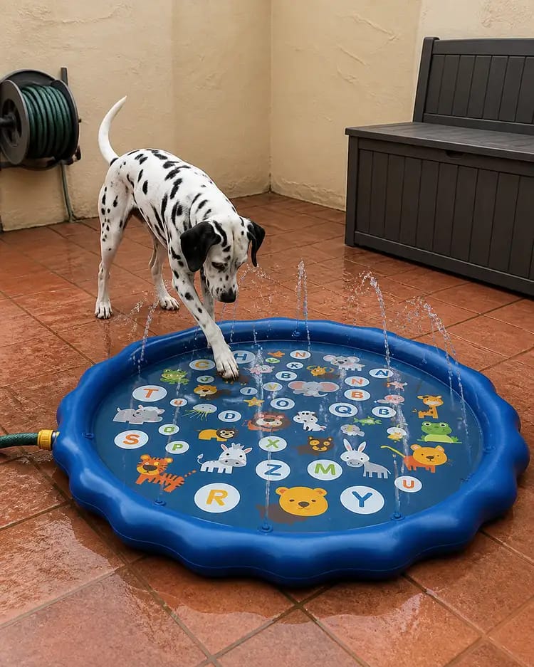 Customer photo review of AquaPaw Dog Splash Pad & Sprinkler Mat