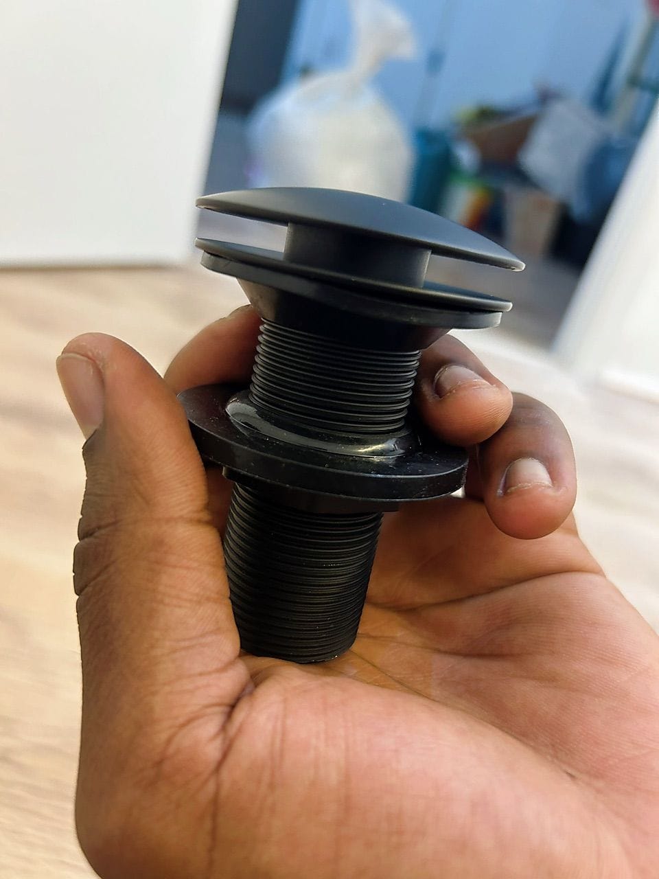 Customer photo review of Válvula Click Pia Banheiro Lavabo Ralo Cuba Preta 7/8 Inox
