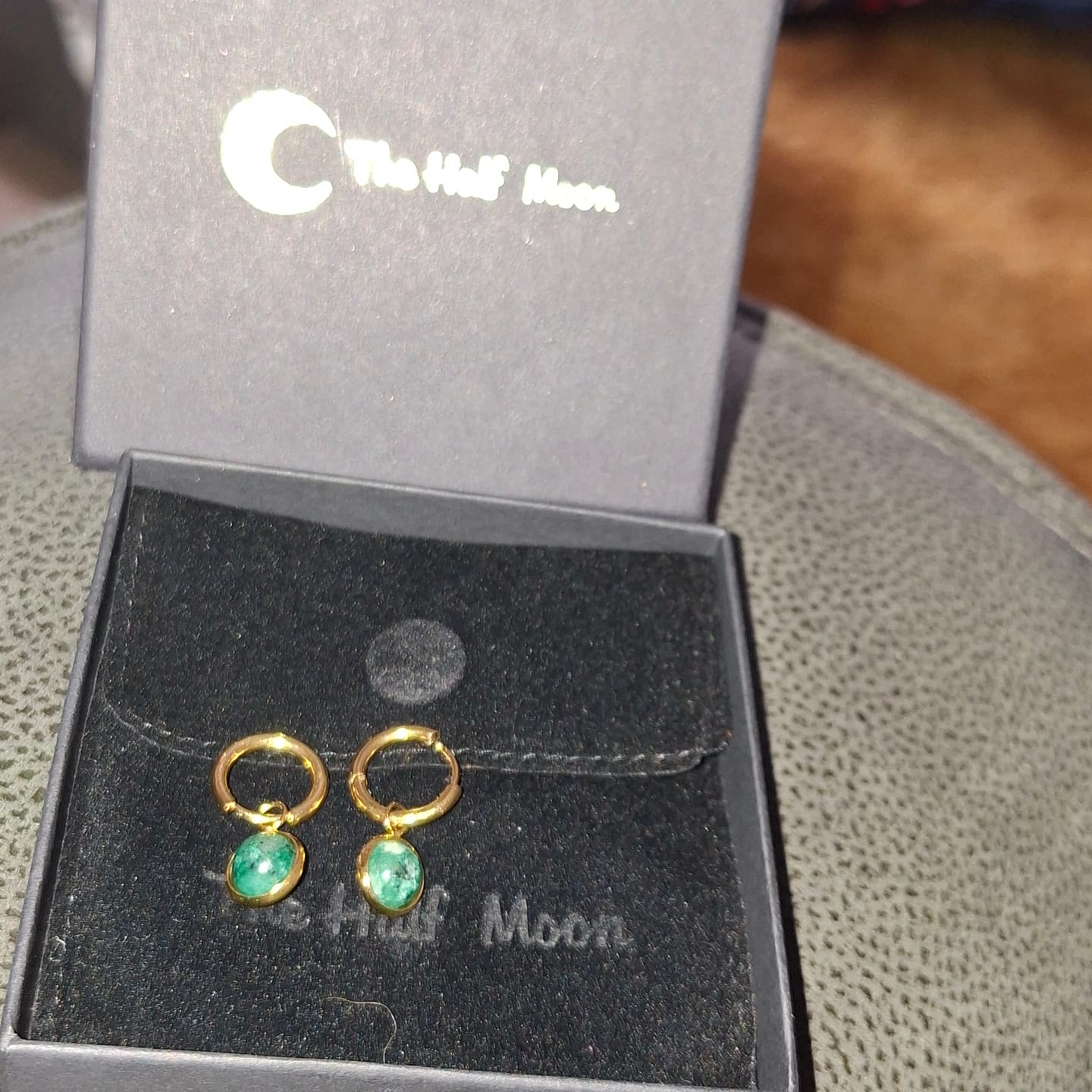 Customer photo review of Calm Way - Hoop Earrings with Green African Jasper Drop