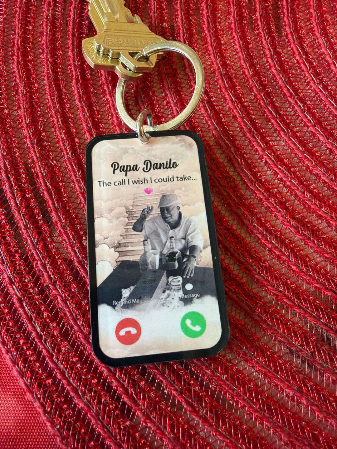 Customer photo review of The Call I Wish I Could Take Memorial Sympathy Gift Remembrance Keepsake Photo Personalized Acrylic Keychain