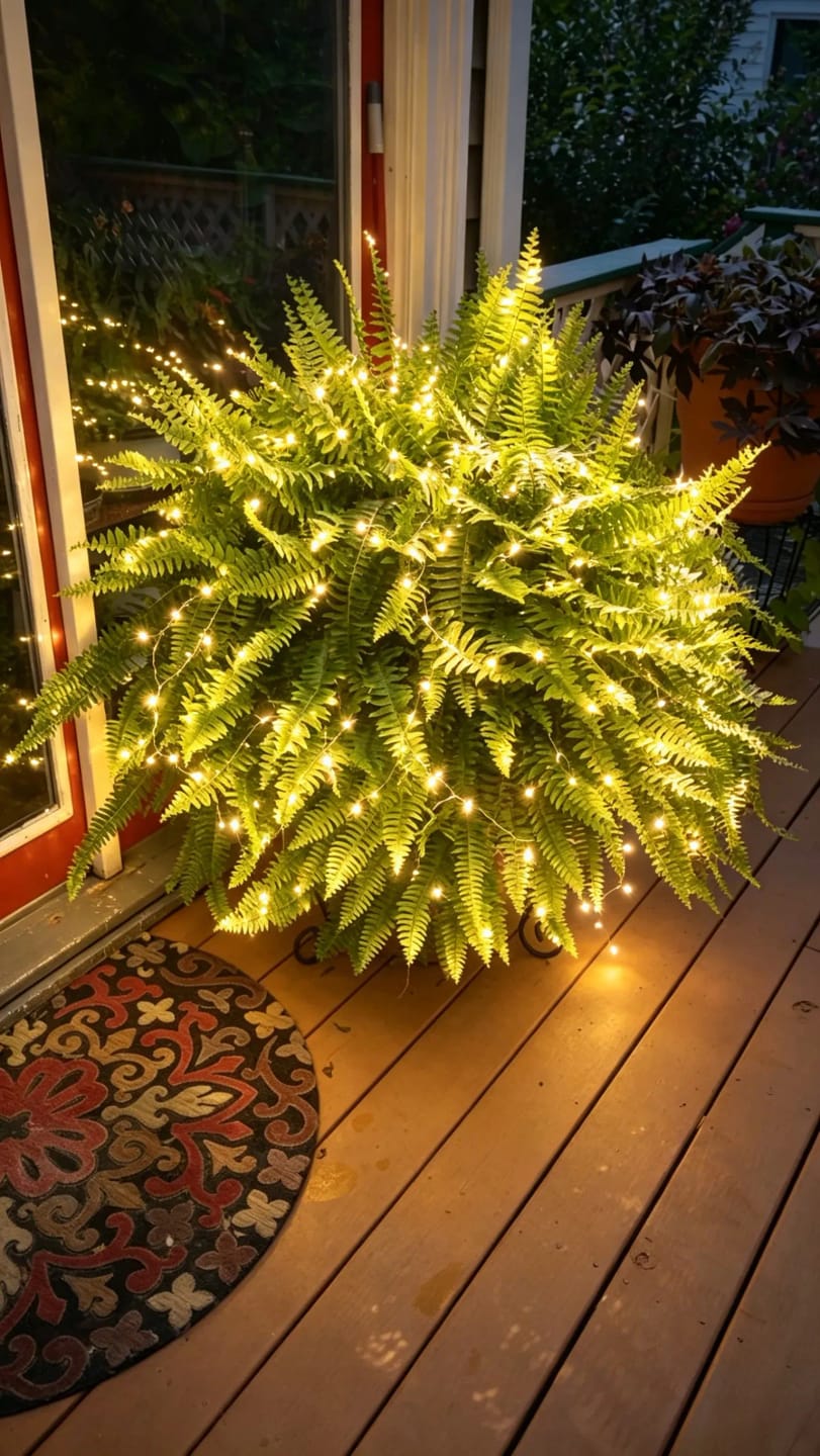 Customer photo review of 🔥 Newly Upgraded🔥Oversized Pre-Lit Artificial Boston Ferns --No watering, No fading