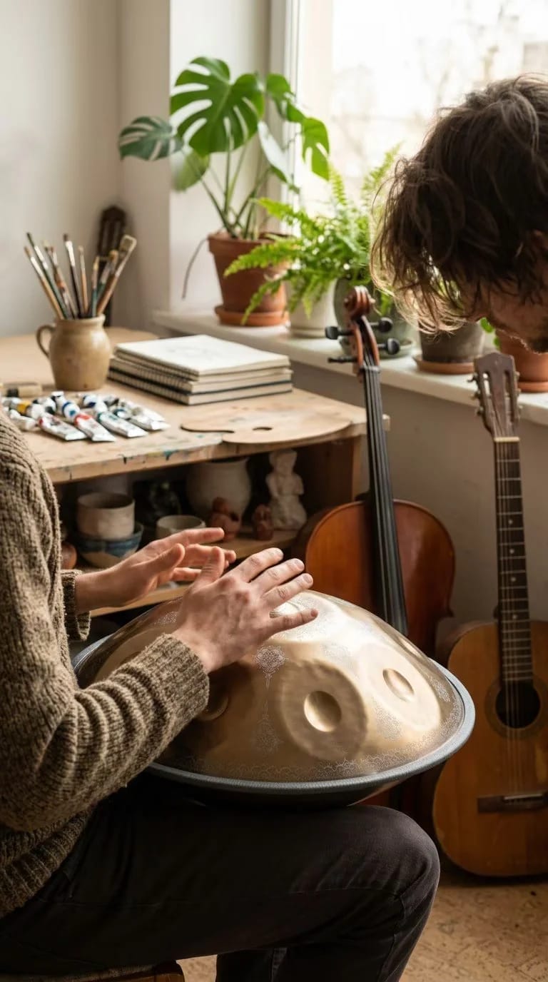 Customer photo review of Cosmos Golden Mandarins Handpan - 12 Notes D Minor Gift Set