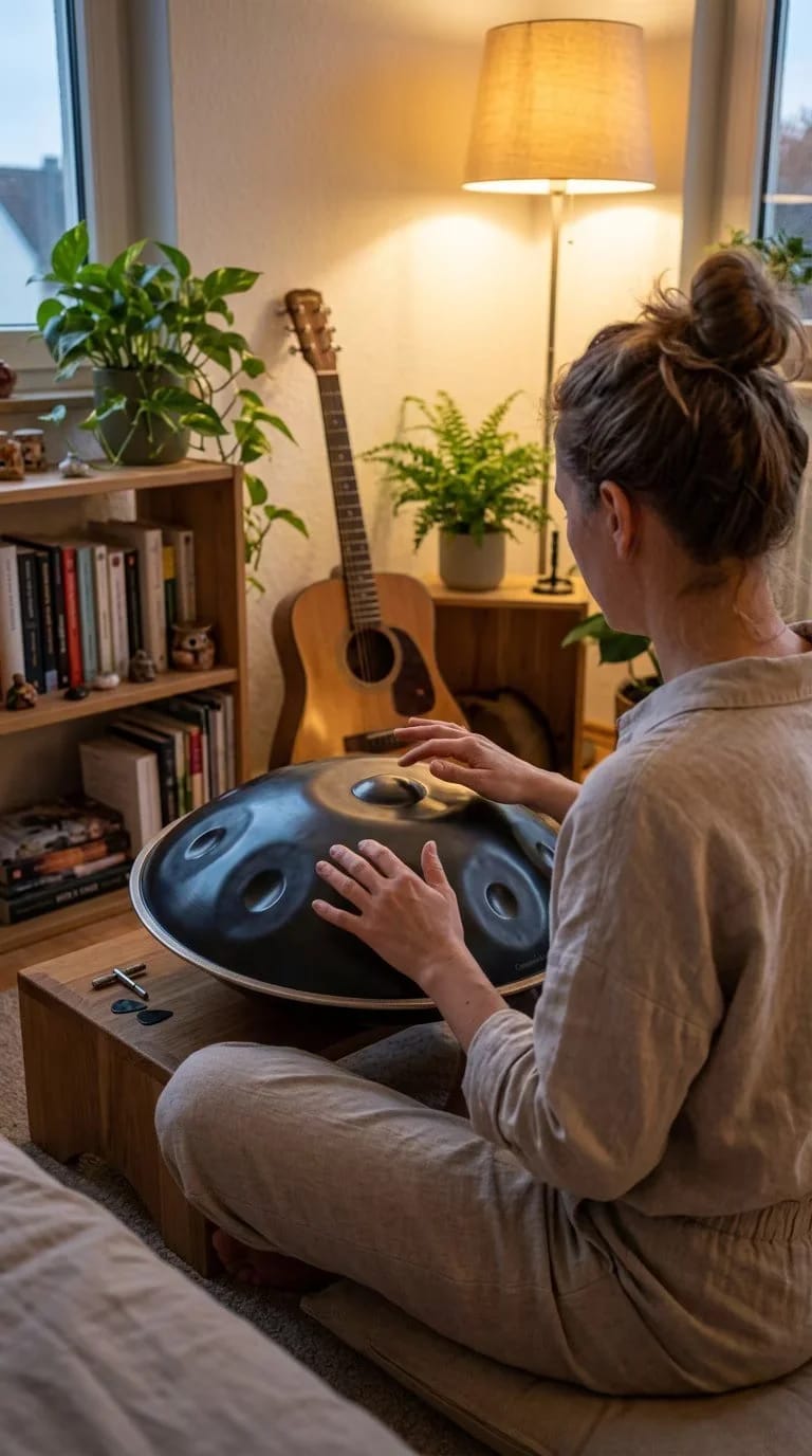 Customer photo review of Cosmos Handpan - Ebony Black 12 Notes in D Minor - Tambourine Gift Set