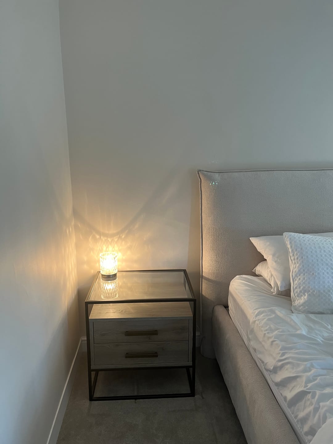 Customer photo review of Harrington Bedside Table Drawers - Taupe