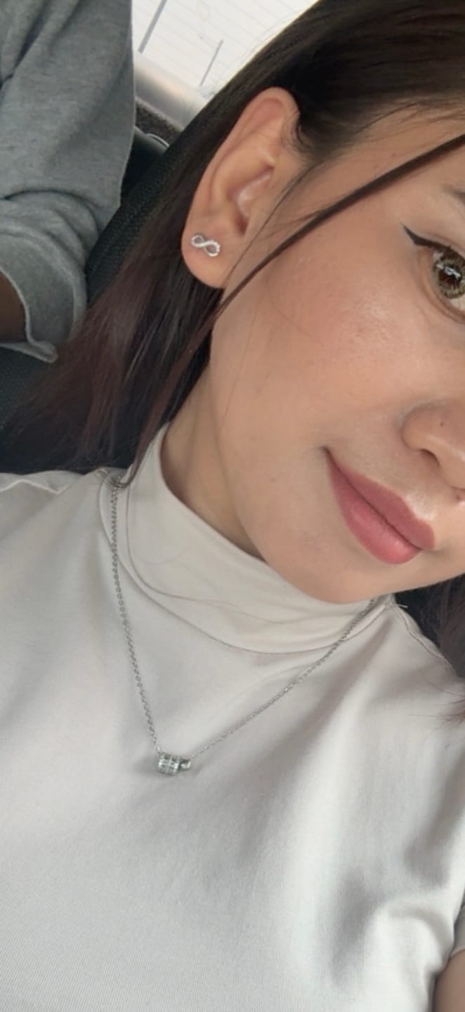 Customer photo review of Noelle Infinity Earrings