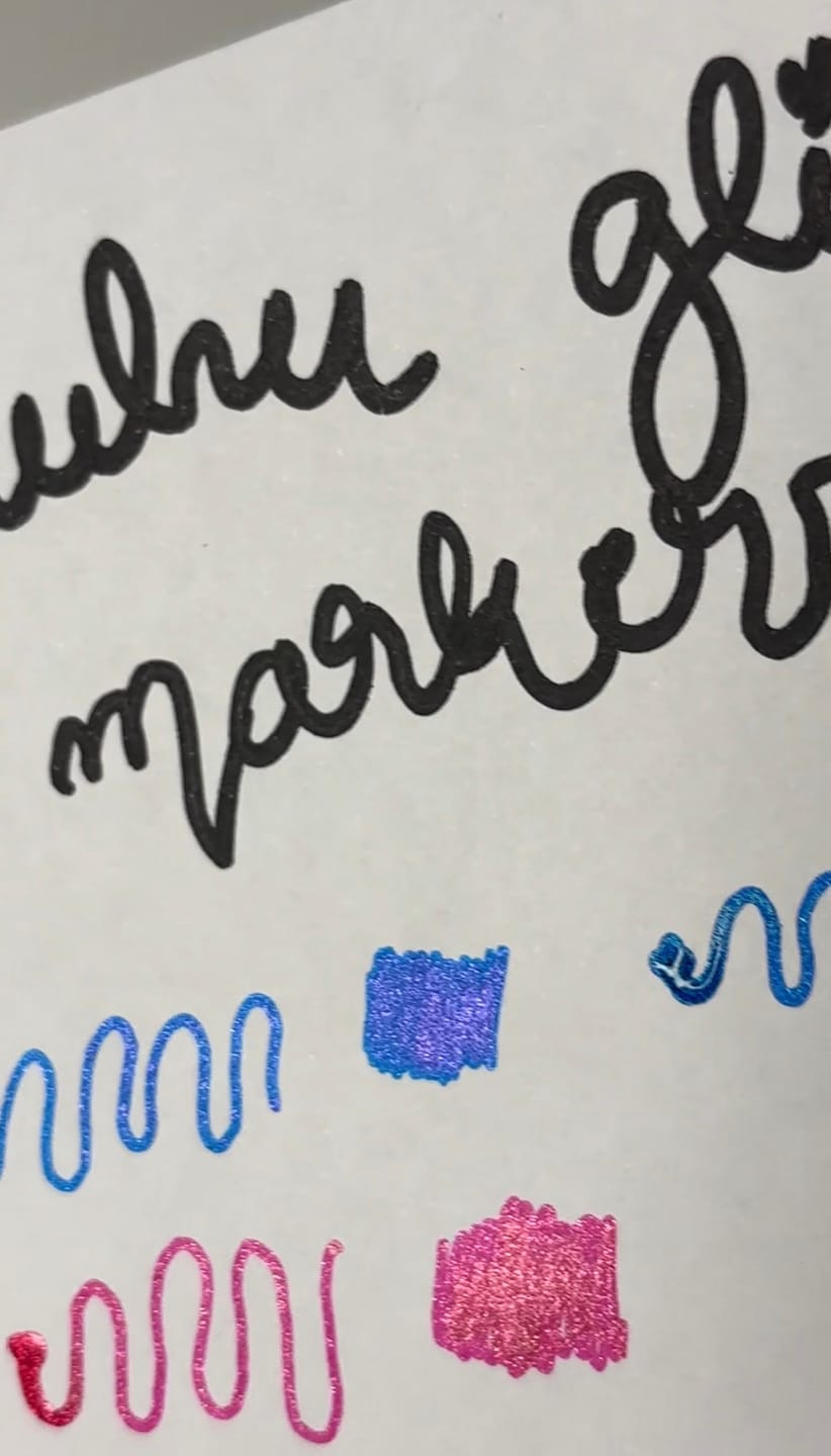 Customer photo review of Ohuhu Water-Based Glitter Metallic Marker Pens, 12 Shimmer Colors