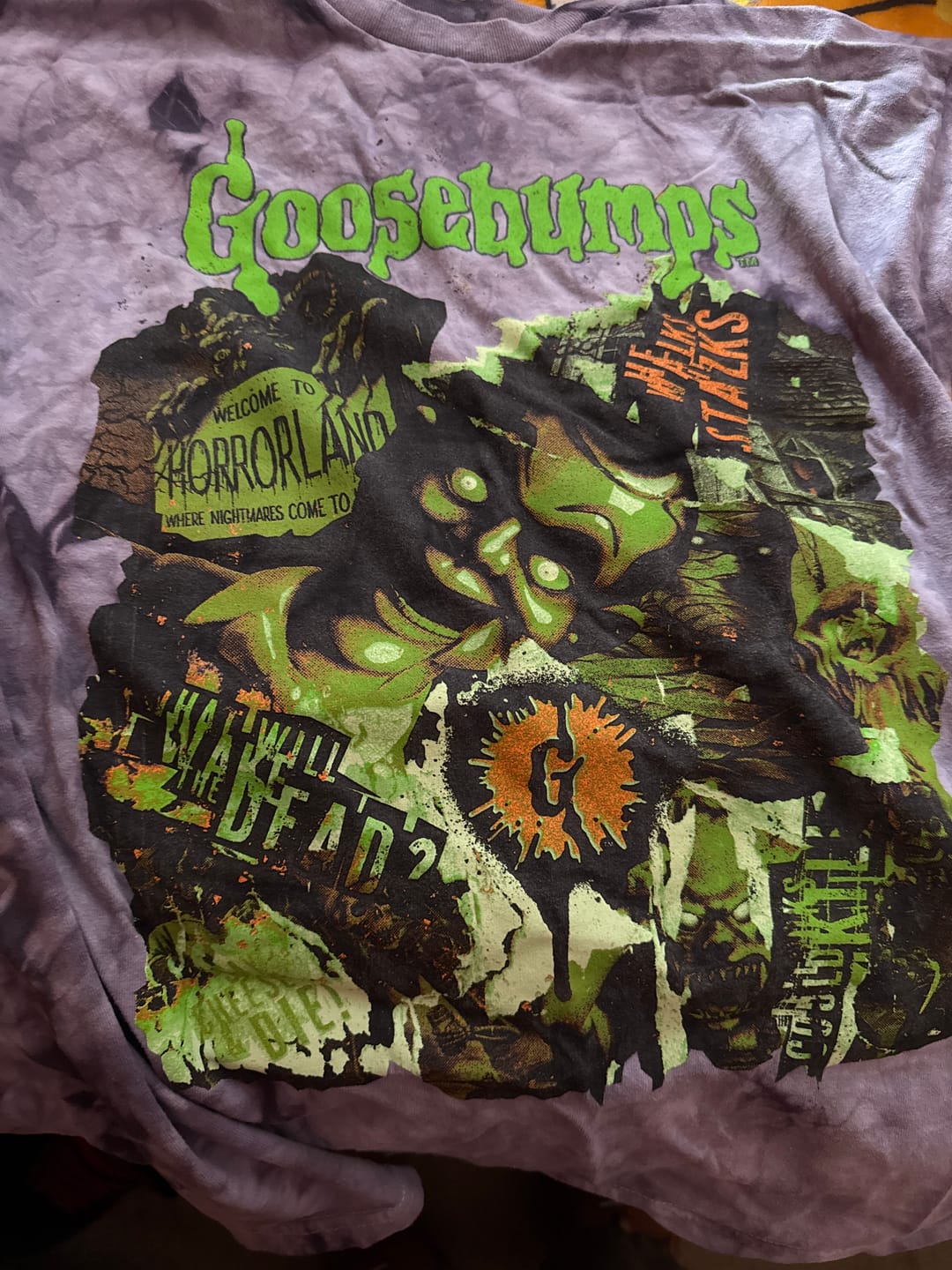 Customer photo review of GOOSEBUMPS: PAGES OF MAYHEM - TIE-DYE T-SHIRT