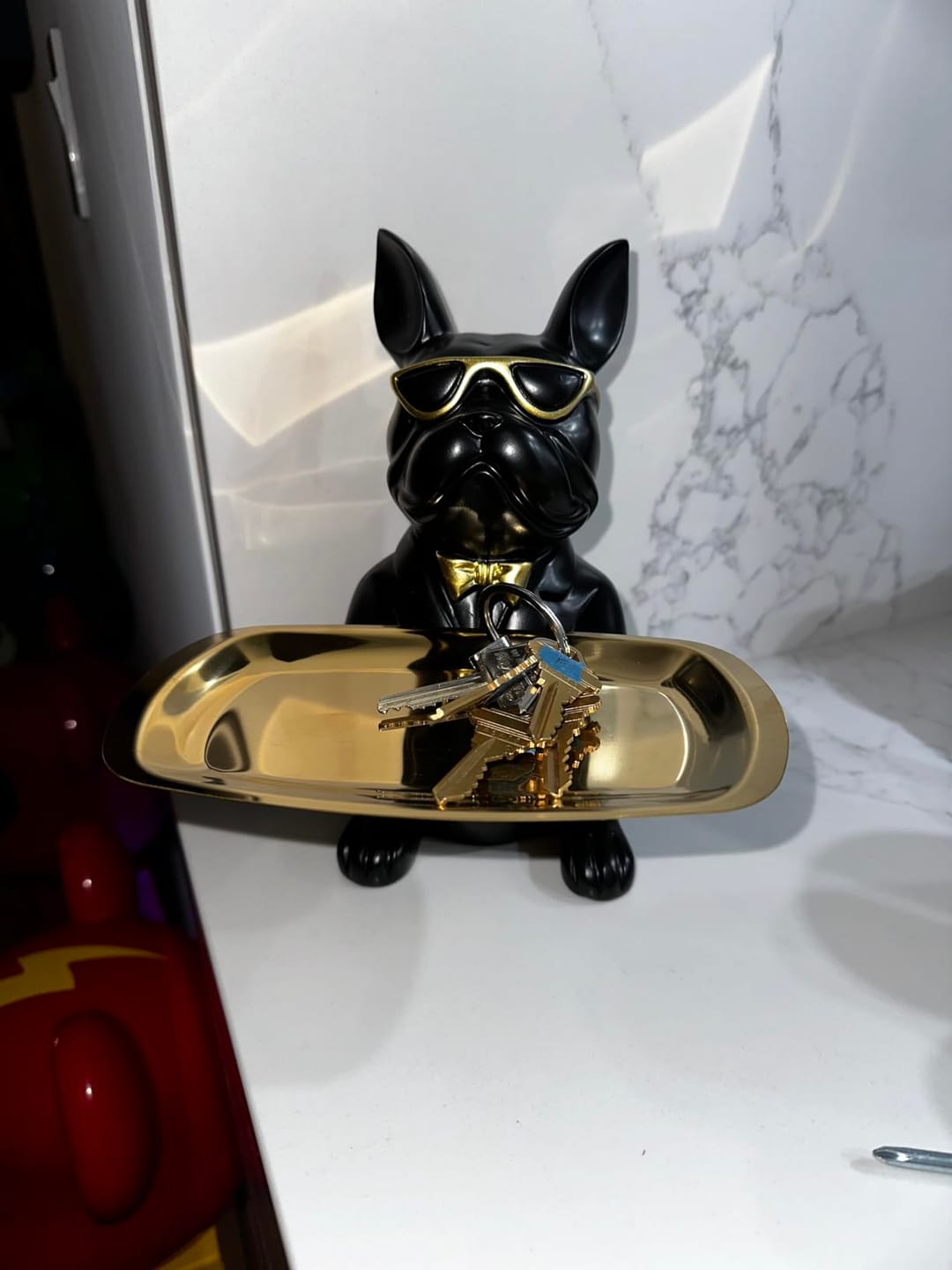 Customer photo review of Statue Décoration Intérieure Bouledogue – Figurine Design avec Plateau Vide-Poches