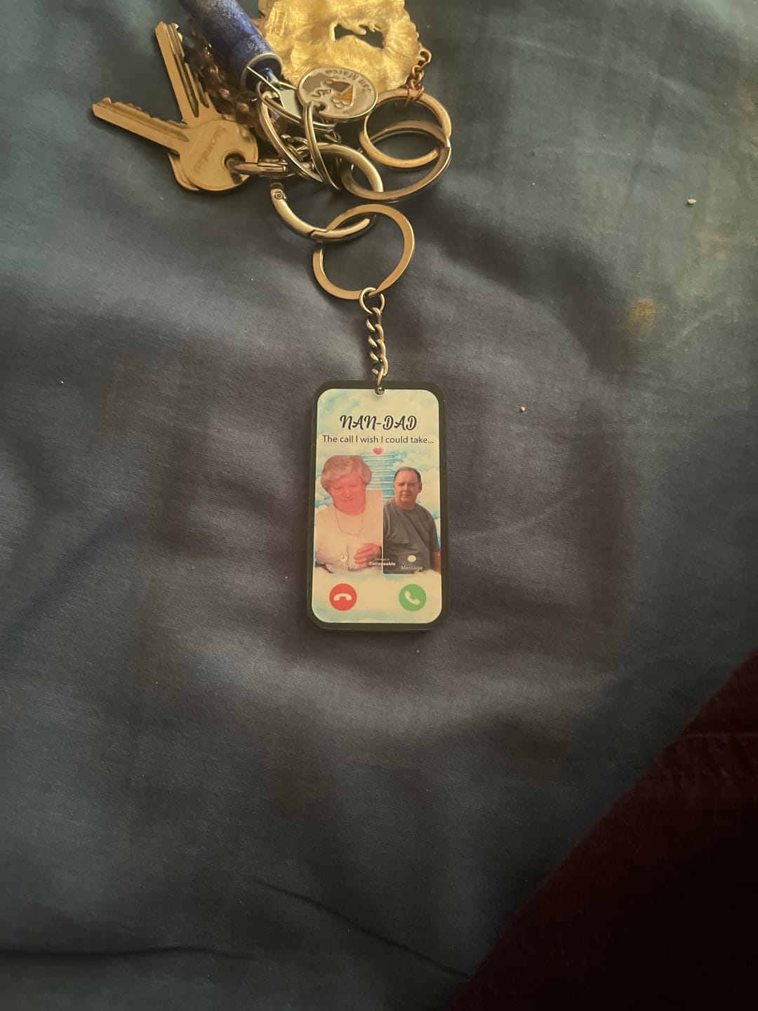 Customer photo review of The Call I Wish I Could Take Memorial Sympathy Gift Remembrance Keepsake Photo Personalized Acrylic Keychain